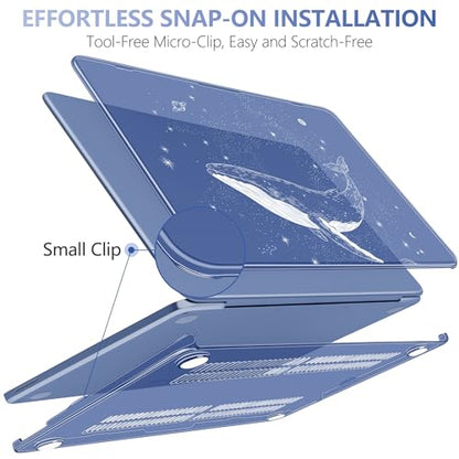 for MacBook Neo 13 Inch Case 2026 Release Model A3404, Indigo Blue Aesthetic Galaxy 1.2 mm Ultra Slim Hard Shell Cover, 6-in-1 Laptop Accessories Bundle for Men Boys, Celestial Whale - color: Celestial Whale