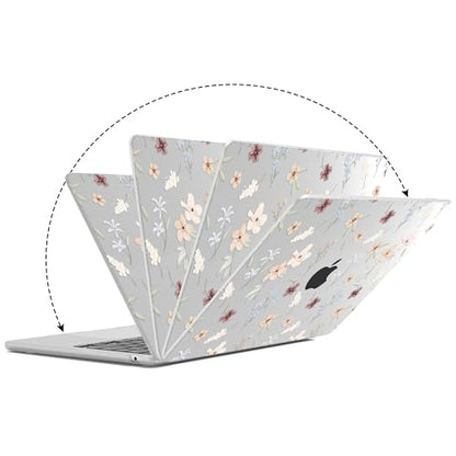 G JGOO Compatible with MacBook Air 15 inch Case 2026 2025 2024 2023 M5 A3448 M4 A3241 M3 A3114 M2 A2941, Protective Plastic Hard Laptop Shell Case + Keyboard Cover + Screen Protector, Florets - color: Clear Florets