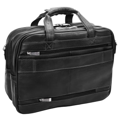 Siamod, VERNAZZA, CERESOLA, Napa Cashmere Leather, 15" Leather Checkpoint-Friendly Patented Detachable -Wheeled Laptop Briefcase, Black (46005)