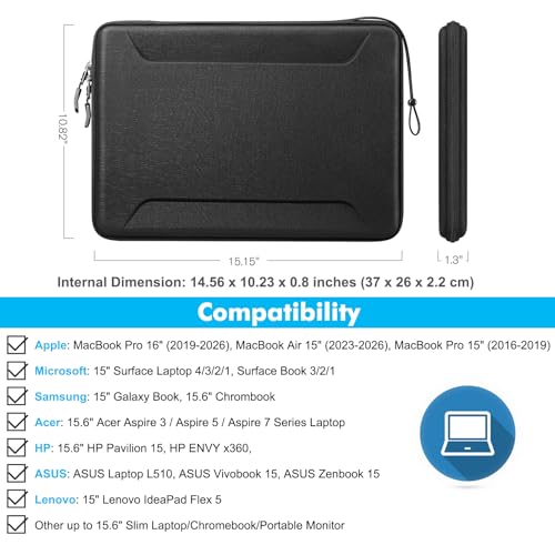 Fintie 13-14 Inch Sleeve Case for MacBook Neo 13'', Air 13.6'', Pro 14'' | iPad 12.9-13, Shockproof EVA Carrying Bag with Pockets, Protective Carrying Laptop Bag, Black - color: Black, size: 13.3 Inch
