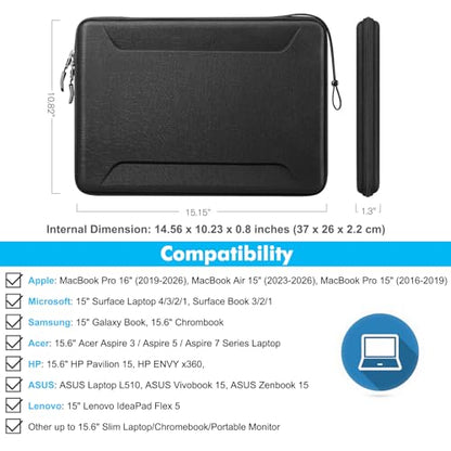 Fintie 13-14 Inch Sleeve Case for MacBook Neo 13'', Air 13.6'', Pro 14'' | iPad 12.9-13, Shockproof EVA Carrying Bag with Pockets, Protective Carrying Laptop Bag, Black - color: Black, size: 13.3 Inch