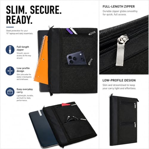 15.6 Inch Laptop Sleeve Bag Zip Pocket Case for Notebooks