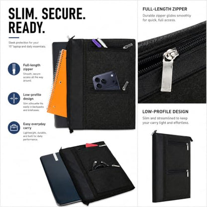 15.6 Inch Laptop Sleeve Bag Zip Pocket Case for Notebooks