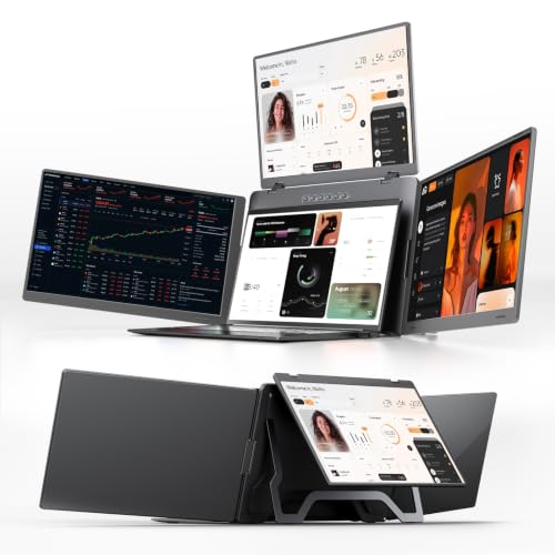 Ladomi Triple Screen Laptop Monitor Extender, 15.6" Laptop Screen Extender | FHD 1080P, One Cable Connection, Driver Needed, Fit for 12"-17.3" Laptops, USB-C Plug&Play Fit for Wins, Mac - size: 15.6-inch