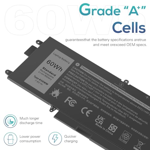 TREE.NB New K5XWW Laptop Battery for Dell Latitude 5289 7389 7390 2-in-1 Series Latitude 12 5000 E5289 L3180 Series P29S001 P29S002 725KY 71TG4 N18GG 6CYH6 J0PGR - size: 9.72x4.53x0.16inch K5XWW