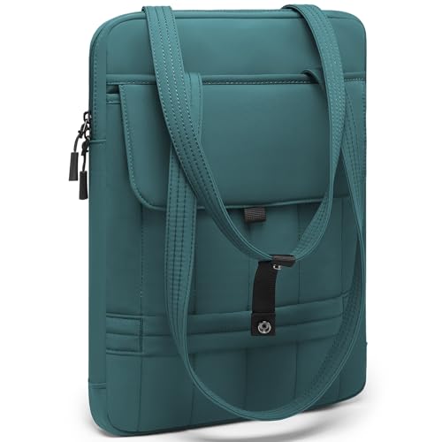 HYZUO 13.3-14 Inch Puffy Laptop Sleeve Padded Handbag for 13"-14" MacBook Pro/Air, 13" 13.3" Dell/HP/Lenovo/Asus/Acer Notebook Chromebook, Women Slim Shoulder Bags Work Daily Bag, Dark Green - color: Dark Green, size: 13.3-14 Inch