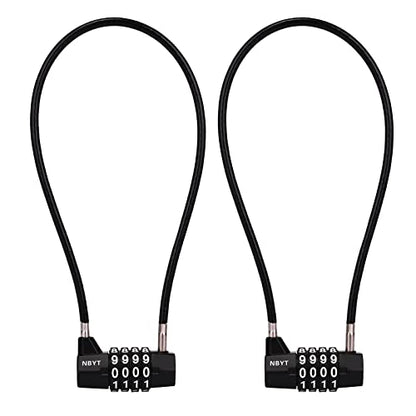 ‌4-Digit Cable Locks with Combination - Heavy Duty Outdoor Gate Lock for Fence, Cabinet,Refrigerator ，Dumpster,lockers,Gym,Toolbox,case, hasp Storage,Sheds - size: 15" Cable - Span 7" (3/16" Diameter) - 2 Pack