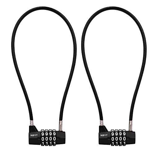 ‌4-Digit Cable Locks with Combination - Heavy Duty Outdoor Gate Lock for Fence, Cabinet,Refrigerator ，Dumpster,lockers,Gym,Toolbox,case, hasp Storage,Sheds - size: 15" Cable - Span 7" (3/16" Diameter) - 2 Pack
