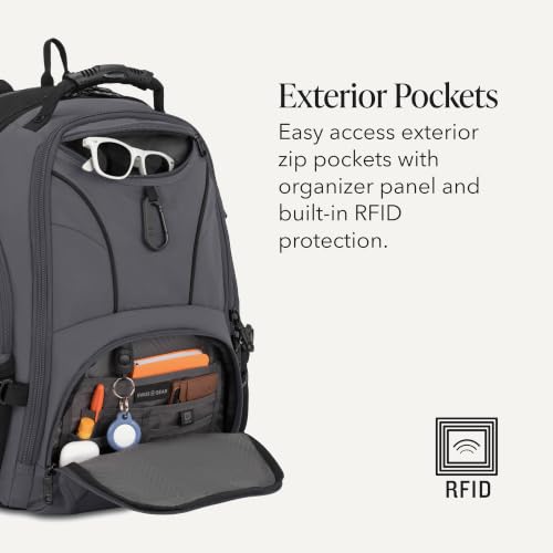 SWISSGEAR Sion 2-Piece Travel Set, Softside Expandable Carry-On Spinner Bundled with 1900 ScanSmart 17" Laptop Backpack with RFID Blocking & Tech Organization, Dark Grey - color: Dark Grey, size: 2-Piece Set (Carry-On/Backpack)
