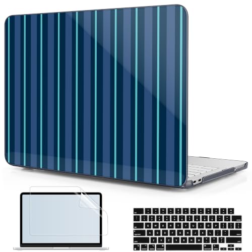 Compatible with MacBook Neo 13 inch (2026 Release A3404) (A18 Pro) with Liquid Retina Display, Printed Slim Protective Case with Screen Protector & Keybaord Cover, Deep Bleu Lines - color: Deep Bleu lines