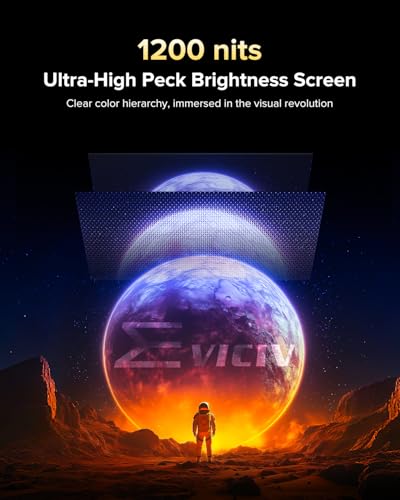 EVICIV Portable Monitor 4K 1200 Nits 16", 3840 * 2400 UHD, 145% sRGB | 2000:1 Contrast, USB-C & MINI HDMI, VESA & Smart Case, Travel Second Screen for Laptop, Computer, Mini PC, Game Consoles - size: 16 Inches