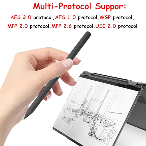 Stylus Pen for Lenovo Yoga WE05, US501, US502 (4X81Q95846), Compatible with Lenovo Touchscreen Laptop, 300/500 Series, Chromebook Duet 3/5, ThinkPad P/X1, IdeaPad Flex(Black) - color: Black