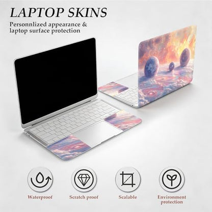 12.1-15.6 Inch Universal Reusable Laptop Skin Sticker Decal, Waterproof Removable Protector for Notebook Cover, Scratch-Resistant Vinyl Cuttable Full Wrap Sticker, Pink Purple Dreamy Planet Cloud - color: Pink Purple Dreamy Planet Cloud