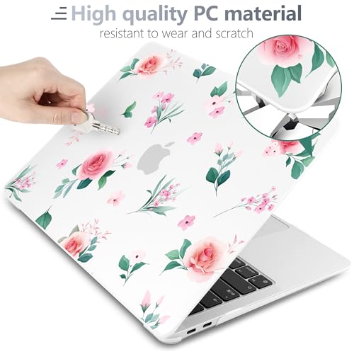 Batianda LumiArt Case for MacBook Air 13 inch 2018-2020, Peach Rose | Fits Model A2337 M1/A2179/A1932, with Elegant Botanical Design, Slim Hard Shell For Designers, Women and Girls Floral Lovers - color: Peach rose