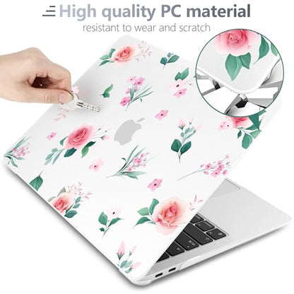 Batianda LumiArt Case for MacBook Air 13 inch 2018-2020, Peach Rose | Fits Model A2337 M1/A2179/A1932, with Elegant Botanical Design, Slim Hard Shell For Designers, Women and Girls Floral Lovers - color: Peach rose