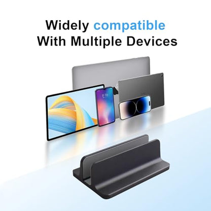 Vertical Laptop Stand Holder, Desktop Aluminum Stand for MacBook with Adjustable Dock Size, Fits All MacBook, Surface, Chromebook and Gaming Laptops (Up to 17.3 inches), Black - color: Black