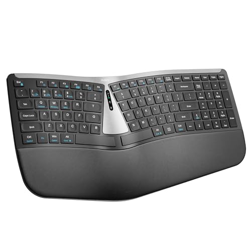 Nulea RT07B Wireless Ergonomic Split Keyboard, Wrist Rest, Natural Typing, Bluetooth and USB Connectivity, USB-C Rechargeable,Compatible with Windows Mac (Silver Black) - color: A-Silver Black