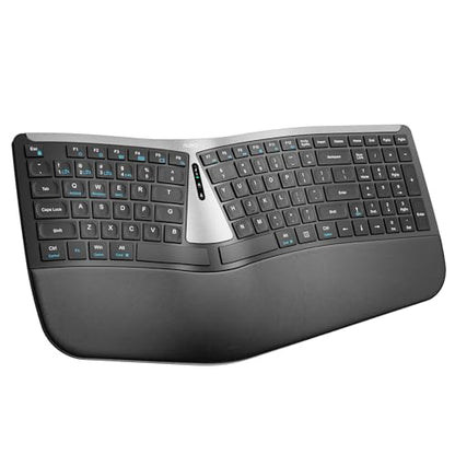 Nulea RT07B Wireless Ergonomic Split Keyboard, Wrist Rest, Natural Typing, Bluetooth and USB Connectivity, USB-C Rechargeable,Compatible with Windows Mac (Silver Black) - color: A-Silver Black