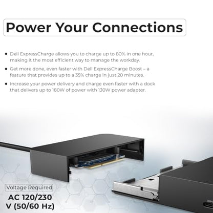 Dell WD19S Docking Station Dual Monitor Bundle - 180W, Supports 4K Display, Dell Dock with 180W Power Supply + Anyhdd 4K HDMI Cable + 4K DisplayPort Cable + USB-C Cable + Microfiber Cloth Included - style: WD19S 180W