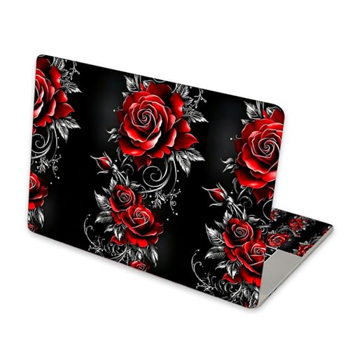 Universal Laptop Skin Sticker for 12/13/14/15.6 Inch Laptops, Reusable Vinyl Laptop Decal Cover, Waterproof Scratch Resistant Notebook Skin with 2 Wrist Pads,Red Roses - color: Red Roses