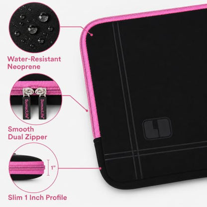 13 Inch Laptop Sleeve Neoprene Padded Case for Work and Commute - Pink - color: Pink