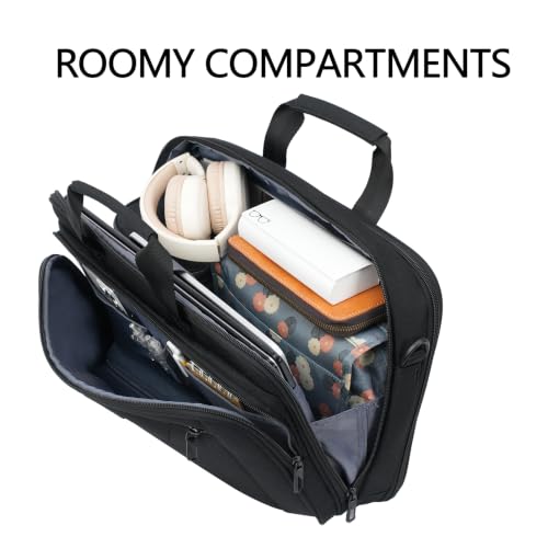 VANKEAN Laptop Briefcase Fits 15.6"-16" Laptop Slim Expandable Shoulder Bag | Multi Functional Compartment,Padded Shoulder Strap,Convenient Luggage Strap,Water-Repellent Fabric,Padded Laptop Compartment - color: Black-black, size: 15.6"