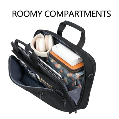 VANKEAN Laptop Briefcase Fits 15.6"-16" Laptop Slim Expandable Shoulder Bag | Multi Functional Compartment,Padded Shoulder Strap,Convenient Luggage Strap,Water-Repellent Fabric,Padded Laptop Compartment - color: Black-black, size: 15.6"