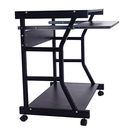 Fixed Height Mobile Computer Desk - Rolling Laptop Stand Cart, Small Standing Portable Overbed Bedside Desk - color: D