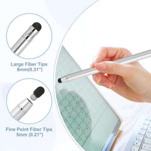 PATIKIL 5 Pcs Stylus Pens for Touch Screens, 2 in 1 High Sensitivity Universal Pen Capacitive Stylus for Phone Tablets Laptop Touch Screen Device, Silver - color: Silver
