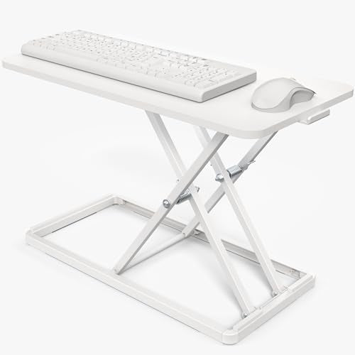 VIVO Single Top 24 inch Scissors Lift Keyboard and Mouse Riser, Height Adjustable Laptop Desk, For Ergonomic Sit Stand Workstations, White, DESK-V024AW - color: White, size: 24"
