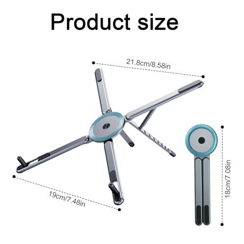 Portable Laptop Stand for Desk, Foldable Adjustable with Phone Holder, Aluminum Laptop Stand for 10–16Inch 4–13Inch Tablets,Grey - color: Grey