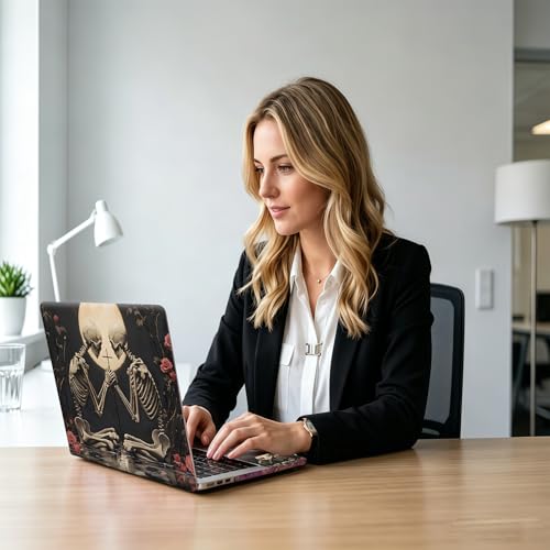 Skeleton Lovers Rose Garden Universal Laptop Skin Sticker 3PCS, Protective Decal Trim-to-Fit 11.6" 13.3" 14" 15.6" Laptop Vinyl Cover, Removable Anti-Scratch Computer Decal Protector - color: Skeleton Lovers Rose Garden