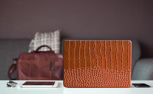 Crocodile Case for MacBook Air 13 inch 2026 M5, 2022-2025 M4/M3/M2 | Model A3449 A3240 A3113 A2681, Texture Crocodile Aligator Skin Snakeskin PU Leather Hardshell Case & Keyboard Cover, Brown - color: # Shiny Brown Crocodile