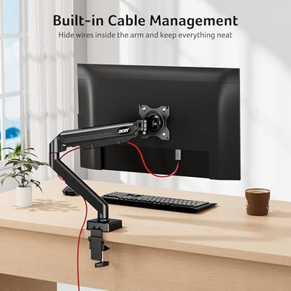 Acer Single Monitor Mount, Fully Adjustable Monitor Arm Fits 17-34" Screens | Gas Spring VESA Mount with C-Clamp & Grommet Base, Computer Desk Arm with Tilt Swivel Rotate Supports 4.4-19.8 lbs