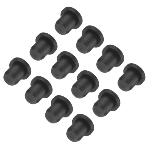 uxcell High Temp Silicone Plug Mount Dia 6.5mm/0.26 inch t Shaped Rubber Stopper Hole Plugs for Powder Coating Plating Waterproof Plugs Sealing Plugs Black Pack of 12(OD 9.5mm) - size: 6.5x9.5mm