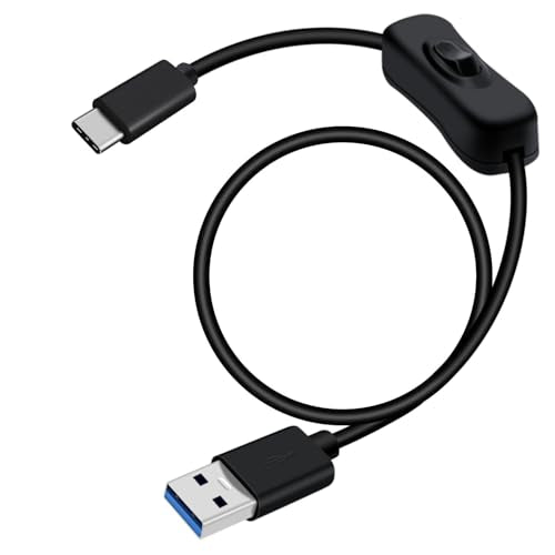 USB C to USB Cable with Switch Type C Charging Cable with Switch Supports 5Gbps Data and Power Supply, for Laptops, PC, Phone, Car (Black, 0.6m/2FT) - color: Black, size: 0.6m/2FT