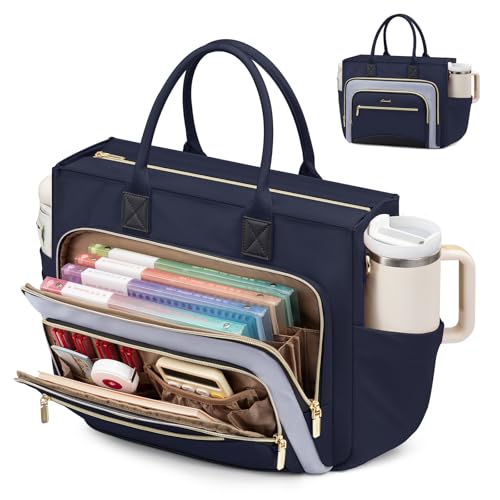 LOVEVOOK Work Tote Bags for Women,Laptop Teacher Bag With File Organizer | Large Cup Holder,Teacher Tote Bag,Nurse Bags,Multi-Pockets Professional Briefcase Business Purses Handbag - color: Navy Blue-light Blue-black, size: 15.6 inch