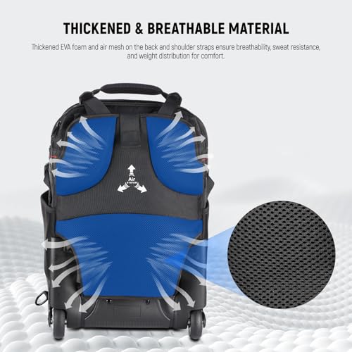 Neewer 2-in-1 Rolling Camera Backpack Trolley Case - Anti-shock Detachable Padded Compartment, Hidden Pull Bar, Durable, Waterproof for Camera,Tripod,Flash Light,Lens,Laptop for Air Travelling(Black) - style: Nw-da410t