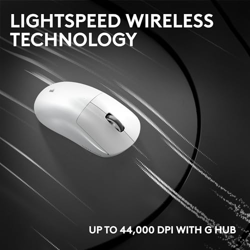 Logitech Pro X Superlight 2c Wireless Gaming Mouse 51g Compact - White | Compact mini size, symmetrical shape, <8 kHz polling, 44K DPI, PowerPlay charging, USB-C, 5 buttons, PC/Mac - color: White, size: Compact, style: Mouse