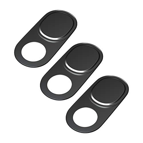 Laptop Camera Cover Slide, 0.027 Inch Ultra-Thin Metal Camera Privacy Covers, Webcam Cover Camera Cover Slide for iPhone, iPad, Mac, MacBook, Laptop, PC, Protect Your Privacy Security (Black-3 Pack) - color: Black - 3 Pack