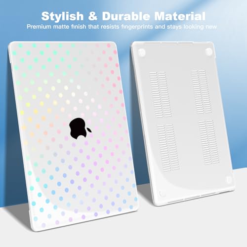 Teryeefi Printing Case for MacBook Pro 13 inch M2 M1 Chip (2022 2020 2019 2018 2017 2016) A2338 A2251 A2289 A2159 A1989 A1708 A1706, Hard Shell & Keyboard Cover & Screen Protector, Clear Polka Dots - color: Clear Polka Dots