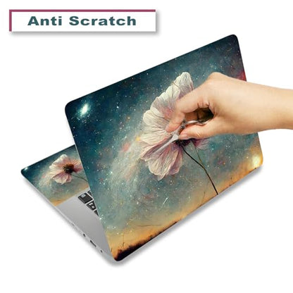 Laptop Decal Sticker Skin Cover, 12" 13.1" 13.3" 14" 15" 15.4" 15.6" Laptop Netbook Vinyl Art Skin Sticker Cover Notebook PC Protector (2 Wrist Pad Included), Removable Reusable, Floral Stars - color: Floral Stars