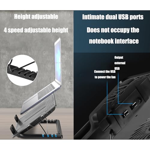 Laptop Cooling Pad with 2 Port USB for 11inch-18inch Notebook Gaming Fan Stable Stand Adjustable 2 USB Port Cooling Stand