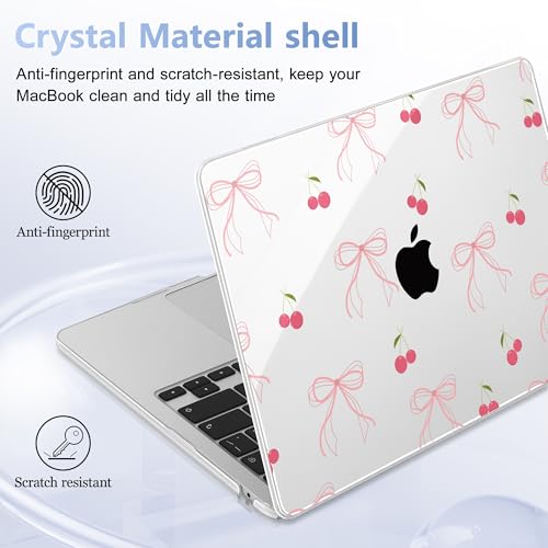 May Chen for MacBook Air 15 inch Case M5 M4 M3 M2 2026 2024-2023, Model A3448 A3241 A3114 A2941, Closes Seamlessly Hard Shell Laptop Cover with Keyboard Cover, Bow - color: Bow