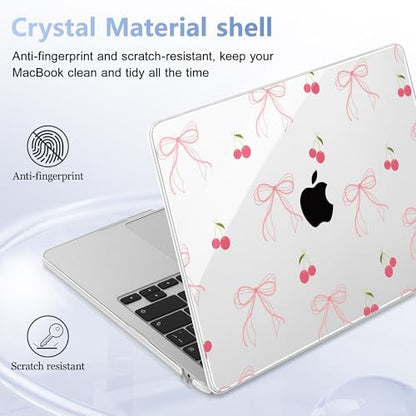 May Chen for MacBook Air 15 inch Case M5 M4 M3 M2 2026 2024-2023, Model A3448 A3241 A3114 A2941, Closes Seamlessly Hard Shell Laptop Cover with Keyboard Cover, Bow - color: Bow