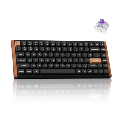 Keychron K2 HE Rapid Trigger Wireless Custom Keyboard with Hall Effect Gateron Double-Rail Magnetic Switch, QMK 2.4 GHz Bluetooth 5.2 RGB Compatible with Mac Windows Linux (Aluminum + Wood) - color: Gateron Double-Rail Magnetic Switch - Black