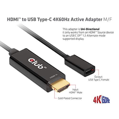 Club3D CAC-1333 HDMI 2.0 to USB Type C 4K60Hz M/F Active Adapter - style: Adapter