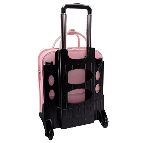 McKleinUSA, W Series, LA Grange, Top Grain Cowhide Leather, 15" Leather Vertical Patented Detachable -Wheeled Ladies' Laptop Briefcase, Pink (96499), 14.4 x 8.75 x 18.5 inches - color: Pink, size: 14.4"x8.75"x18.5"