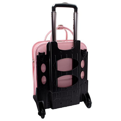McKleinUSA, W Series, LA Grange, Top Grain Cowhide Leather, 15" Leather Vertical Patented Detachable -Wheeled Ladies' Laptop Briefcase, Pink (96499), 14.4 x 8.75 x 18.5 inches - color: Pink, size: 14.4"x8.75"x18.5"