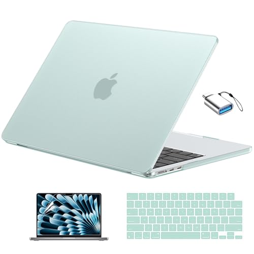 EooCoo for MacBook Air 13 inch Case M5/M4/M3/M2 2026-2022, Matte Sage Green | Scratch Resistant, Fit for Air 13.6", Hard Shell, Keyboard Cover, Screen Film & Type-C Included, A3449/A3240/A3113/A2681 - color: Original Sage Green